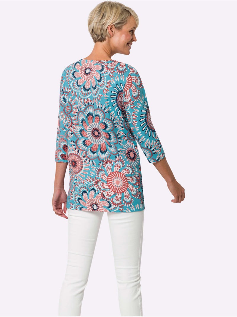 T-shirt Long Longueur Amovible - Taille Standard - Moda Vilona Bleu Rose - Kiabi