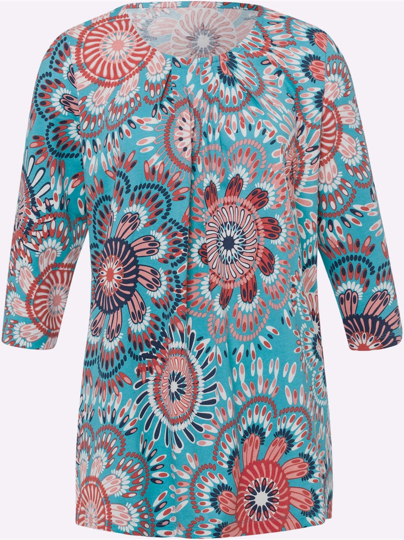 T-shirt Long Longueur Amovible - Taille Standard - Moda Vilona Bleu Rose - Kiabi