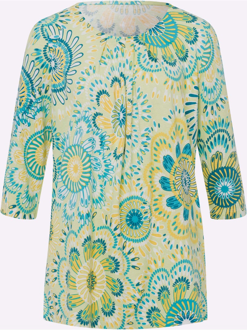 T-shirt Long Longueur Amovible - Taille Standard - Moda Vilona Bleu Vert - Kiabi