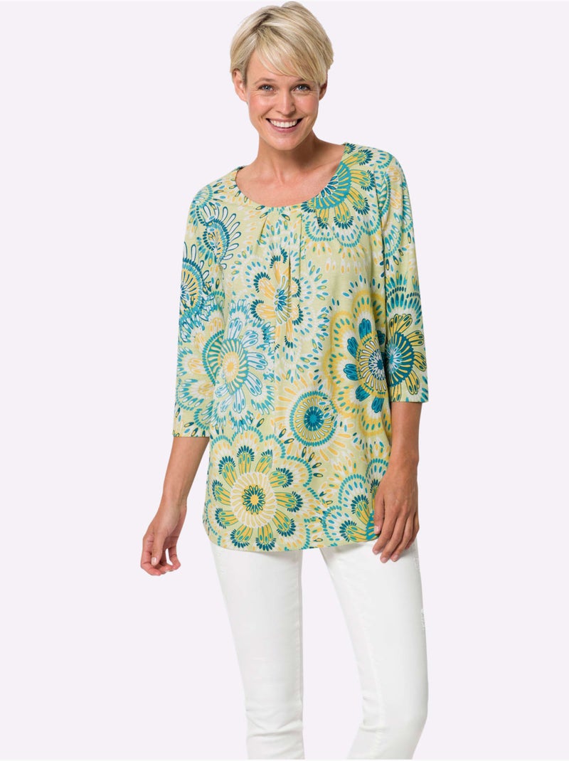 T-shirt Long Longueur Amovible - Taille Standard - Moda Vilona Bleu Vert - Kiabi