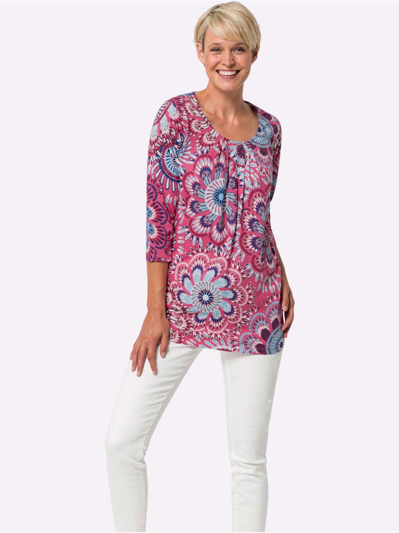 T-shirt Long Longueur Amovible - Taille Standard - Moda Vilona Vert/Rose - Kiabi