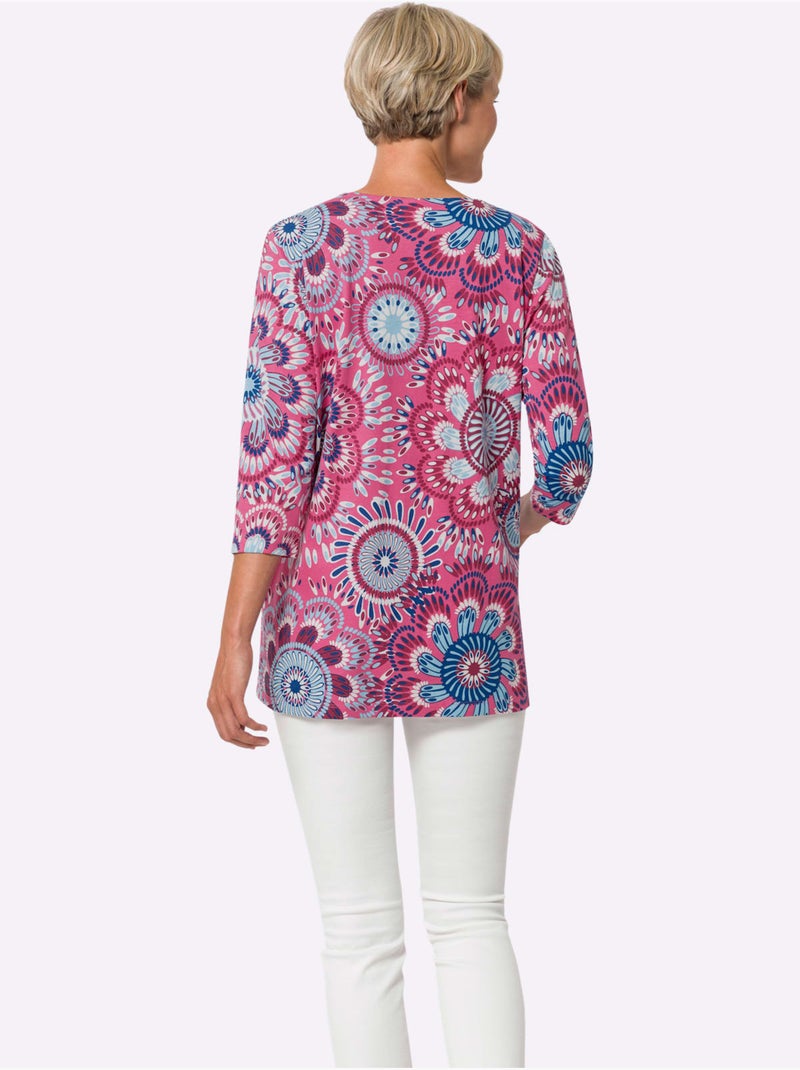 T-shirt Long Longueur Amovible - Taille Standard - Moda Vilona Vert/Rose - Kiabi