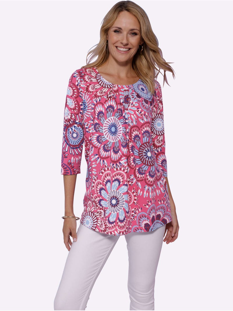T-shirt Long Longueur Amovible - Taille Standard - Moda Vilona Vert/Rose - Kiabi