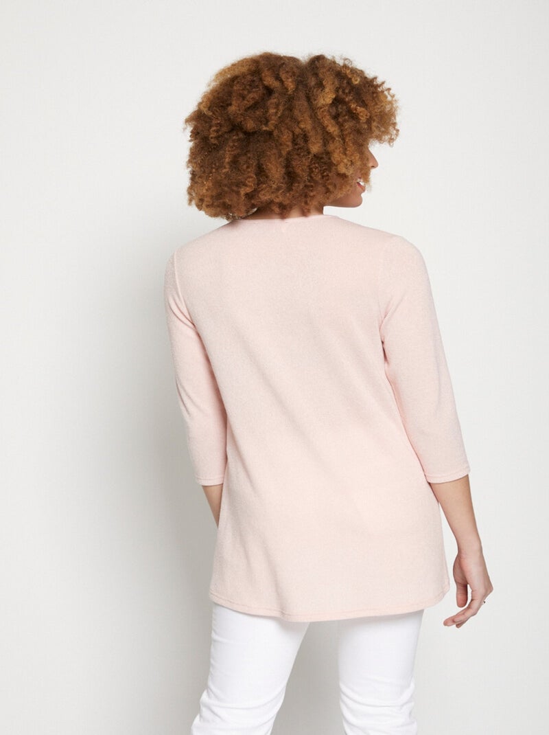 T-shirt long maille fluide effet 2 en 1 Rose - Kiabi