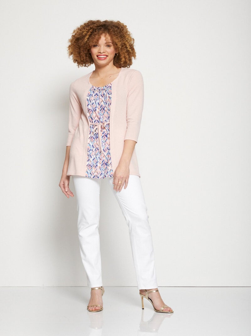 T-shirt long maille fluide effet 2 en 1 Rose - Kiabi