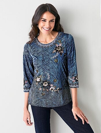 T-shirt long manches 3/4 fantaisie