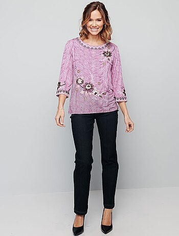 T-shirt long manches 3/4 fantaisie