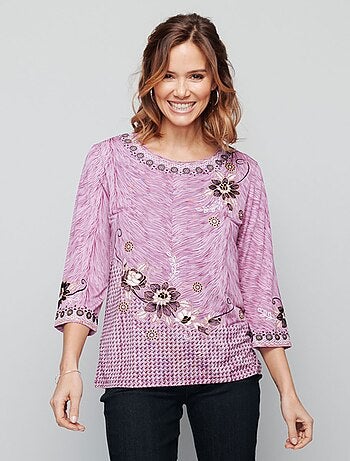 T-shirt long manches 3/4 fantaisie