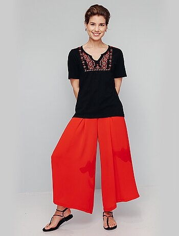 T-shirt long manches courtes brodé