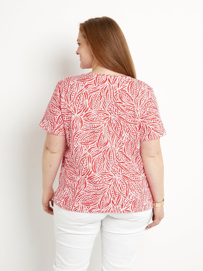 T-shirt long manches courtes col rond Orange - Kiabi