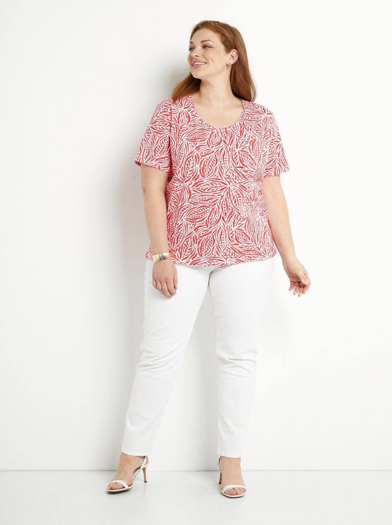 T-shirt long manches courtes col rond Orange - Kiabi