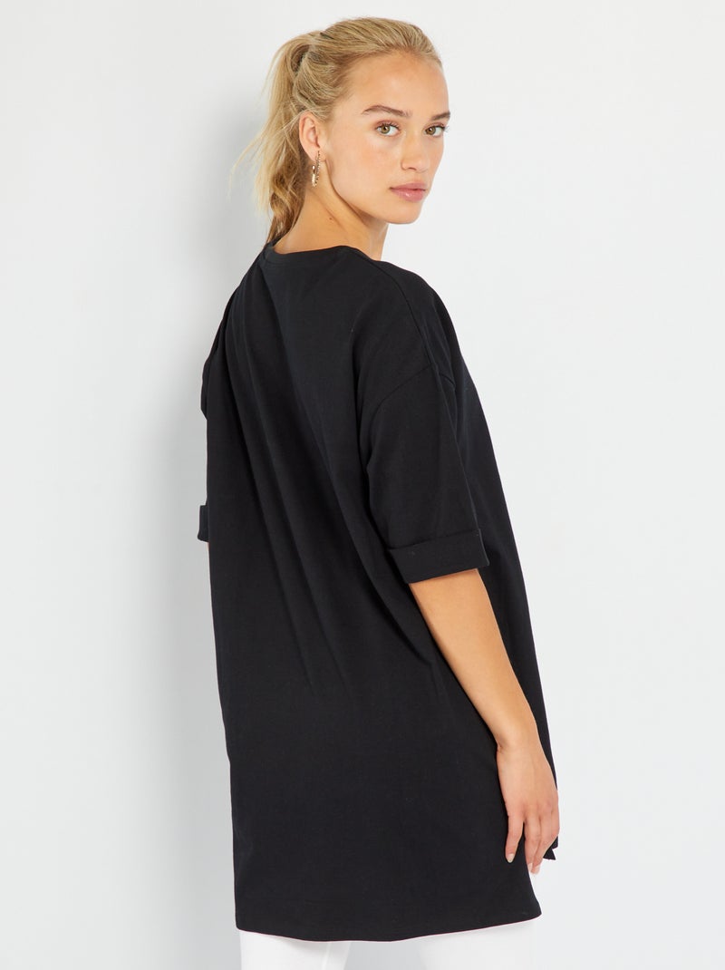 T-shirt long manches courtes Noir - Kiabi