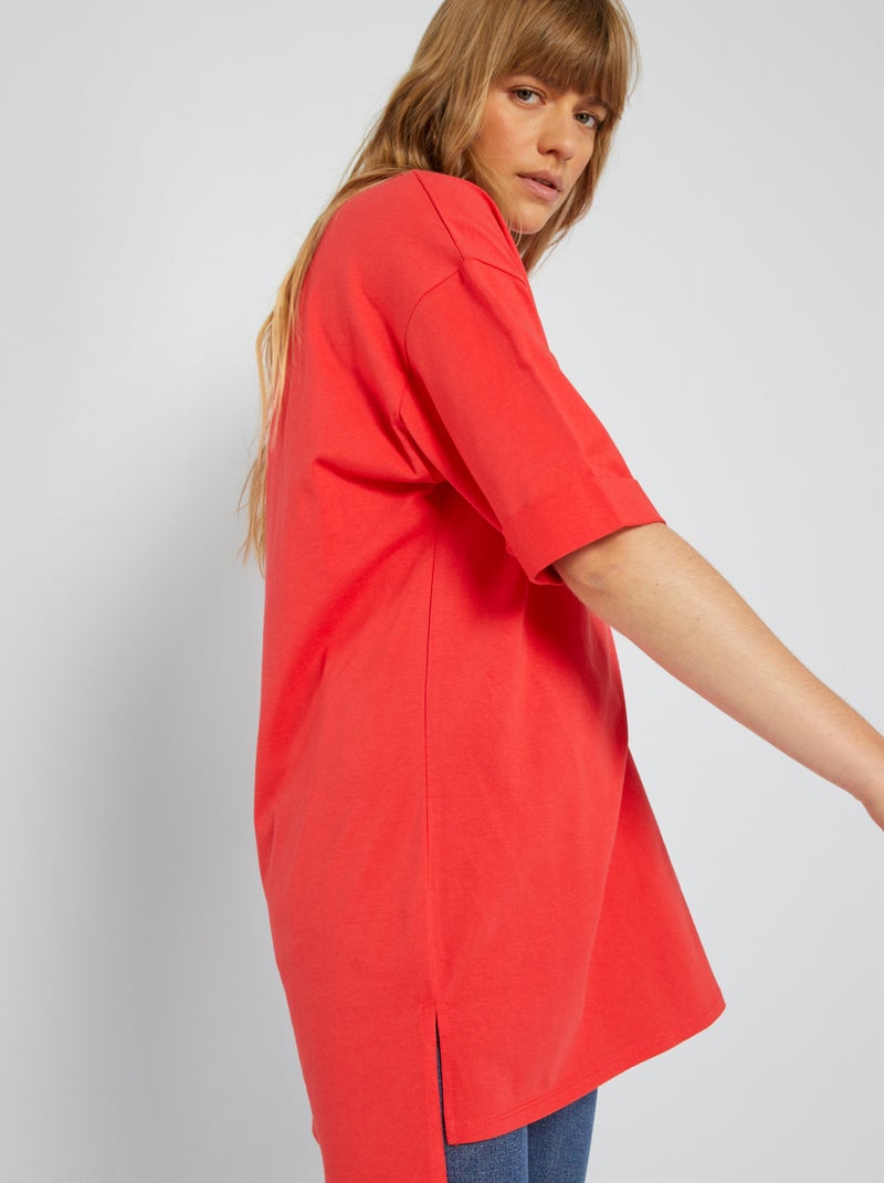 T-shirt long manches courtes Rouge - Kiabi