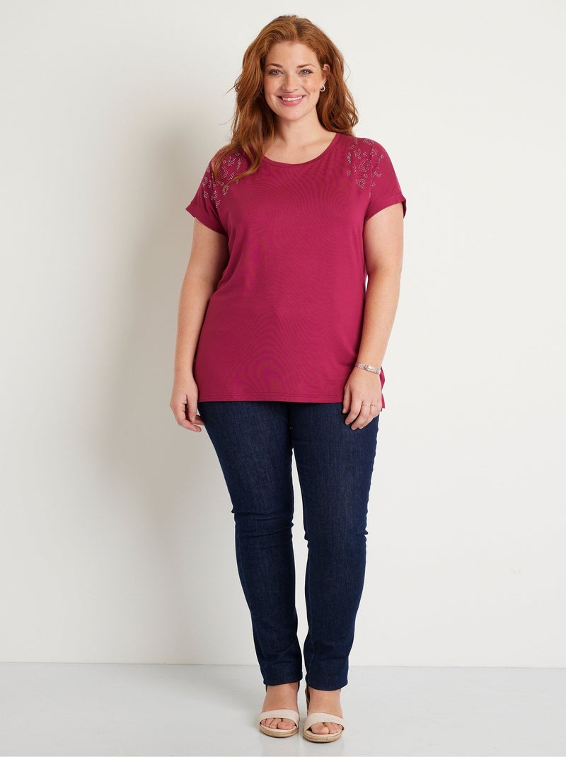 T-shirt long manches courtes uni Rose - Kiabi