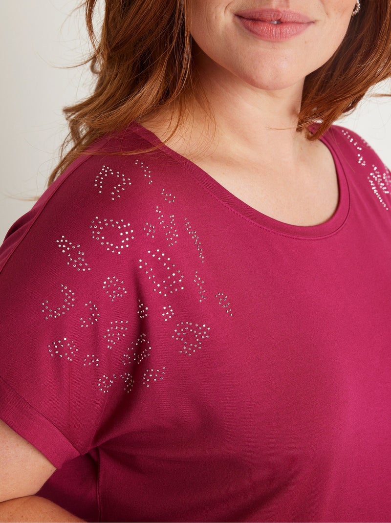 T-shirt long manches courtes uni Rose - Kiabi