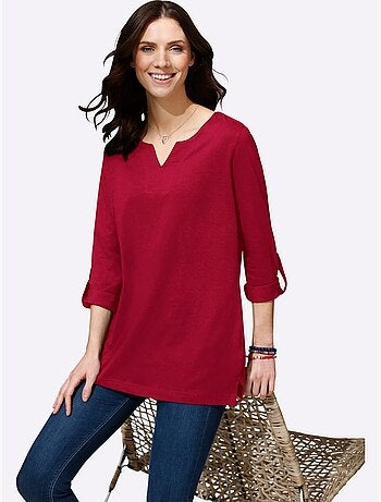 T-shirt Long Manches Retroussables - Taille Standard - Moda Vilona