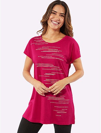 T-shirt Long Mélange De Modal Doux - Taille Standard - Moda Vilona