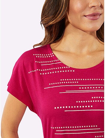 T-shirt Long Mélange De Modal Doux - Taille Standard - Moda Vilona