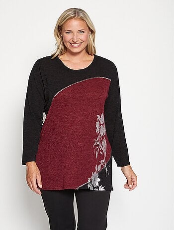 T-shirt long motif floral extensible