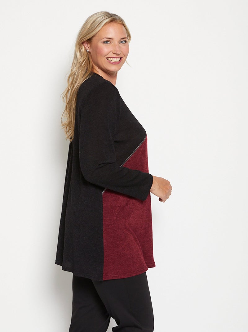 T-shirt long motif floral extensible Rouge bordeaux - Kiabi