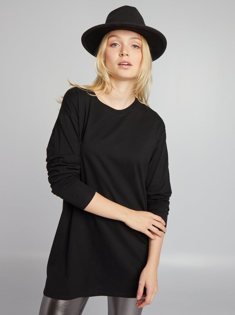 T-shirt long Noir - Kiabi