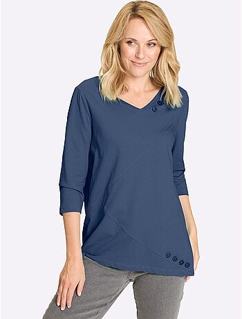 T-shirt Long Ourlet Asymétrique - Taille Standard - Moda Vilona
