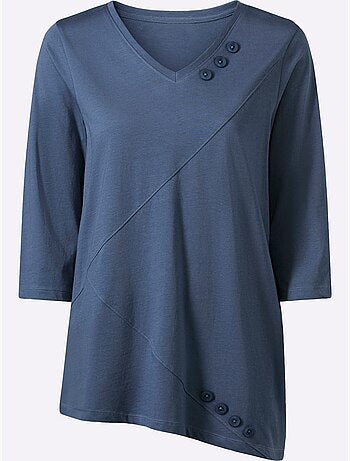 T-shirt Long Ourlet Asymétrique - Taille Standard - Moda Vilona