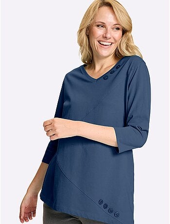 T-shirt Long Ourlet Asymétrique - Taille Standard - Moda Vilona