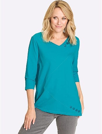 T-shirt Long Ourlet Asymétrique - Taille Standard - Moda Vilona