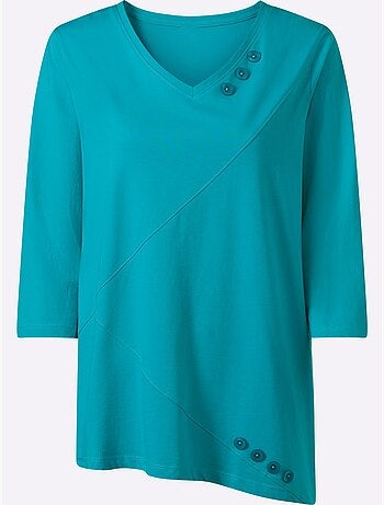 T-shirt Long Ourlet Asymétrique - Taille Standard - Moda Vilona