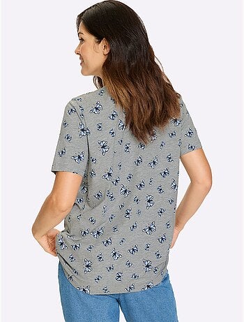 T-shirt Long Plis Affinants à L'encolure - Taille Standard - Moda Vilona