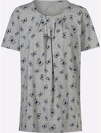 T-shirt Long Plis Affinants à L'encolure - Taille Standard - Moda Vilona