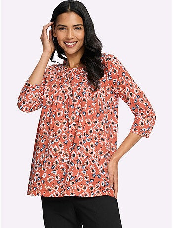 T-shirt long plis décoratifs - taille standard - moda vilona
