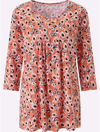 T-shirt long plis décoratifs - taille standard - moda vilona