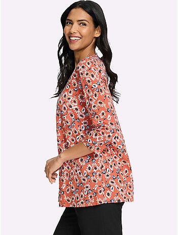 T-shirt long plis décoratifs - taille standard - moda vilona