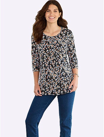 T-shirt long plis décoratifs - taille standard - moda vilona