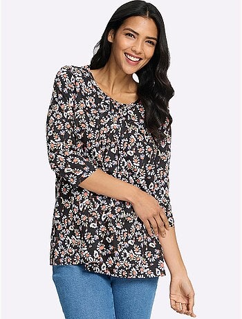 T-shirt long plis décoratifs - taille standard - moda vilona