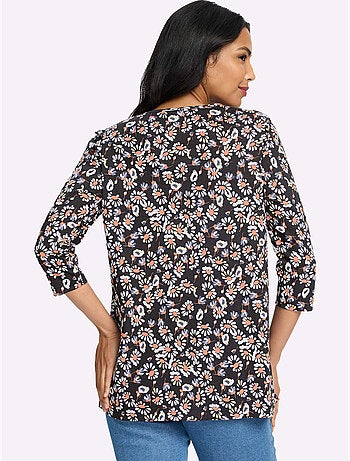 T-shirt long plis décoratifs - taille standard - moda vilona