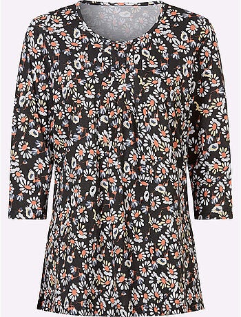T-shirt long plis décoratifs - taille standard - moda vilona