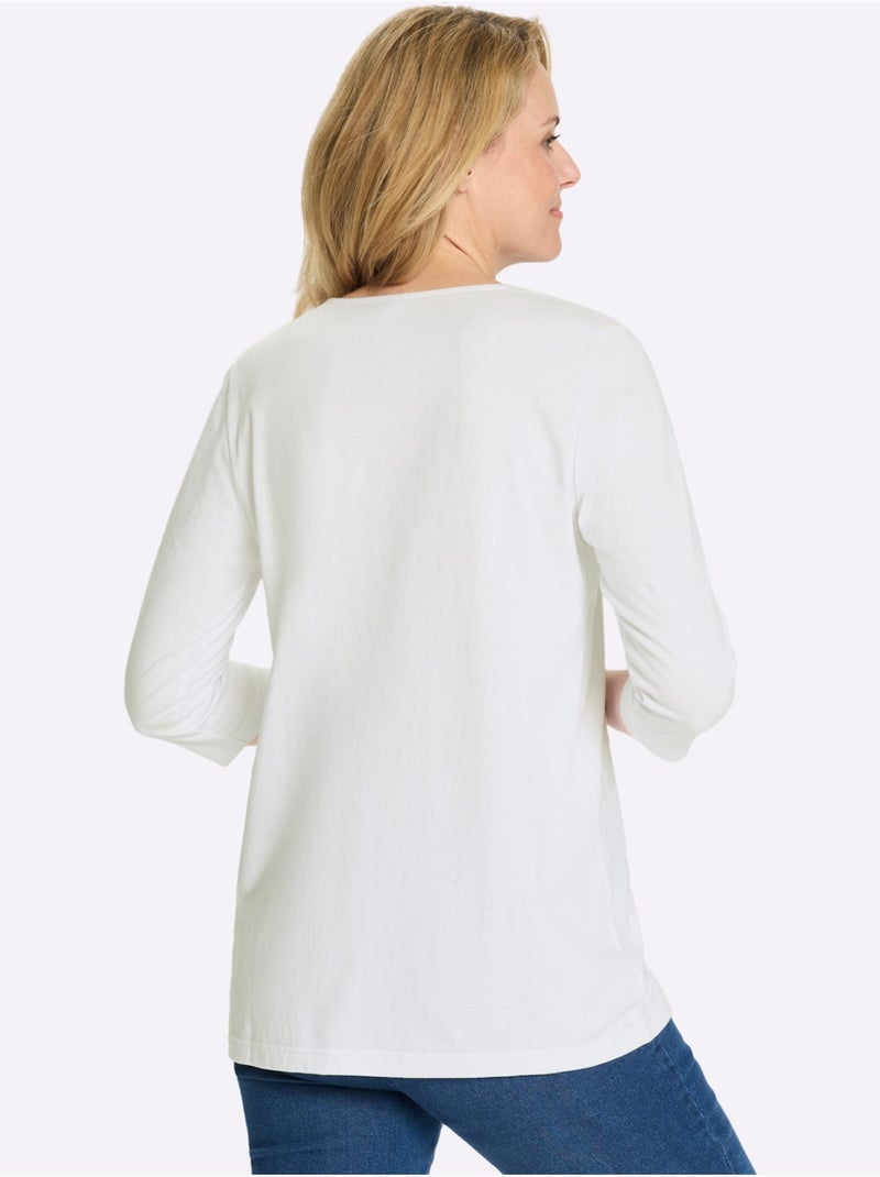 T-shirt Long Pur Coton - Taille Standard - Moda Vilona Blanc - Kiabi