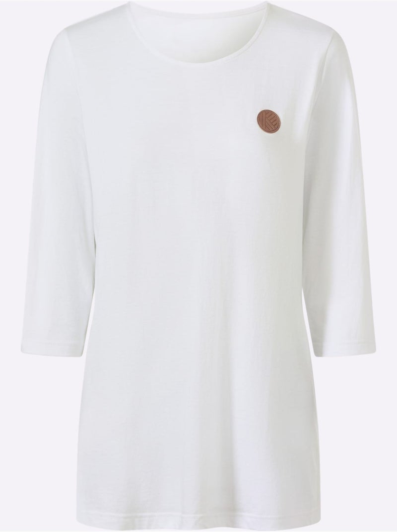 T-shirt Long Pur Coton - Taille Standard - Moda Vilona Blanc - Kiabi