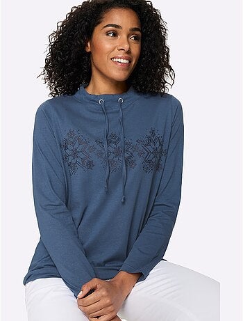 T-shirt long pur coton - taille standard - moda vilona