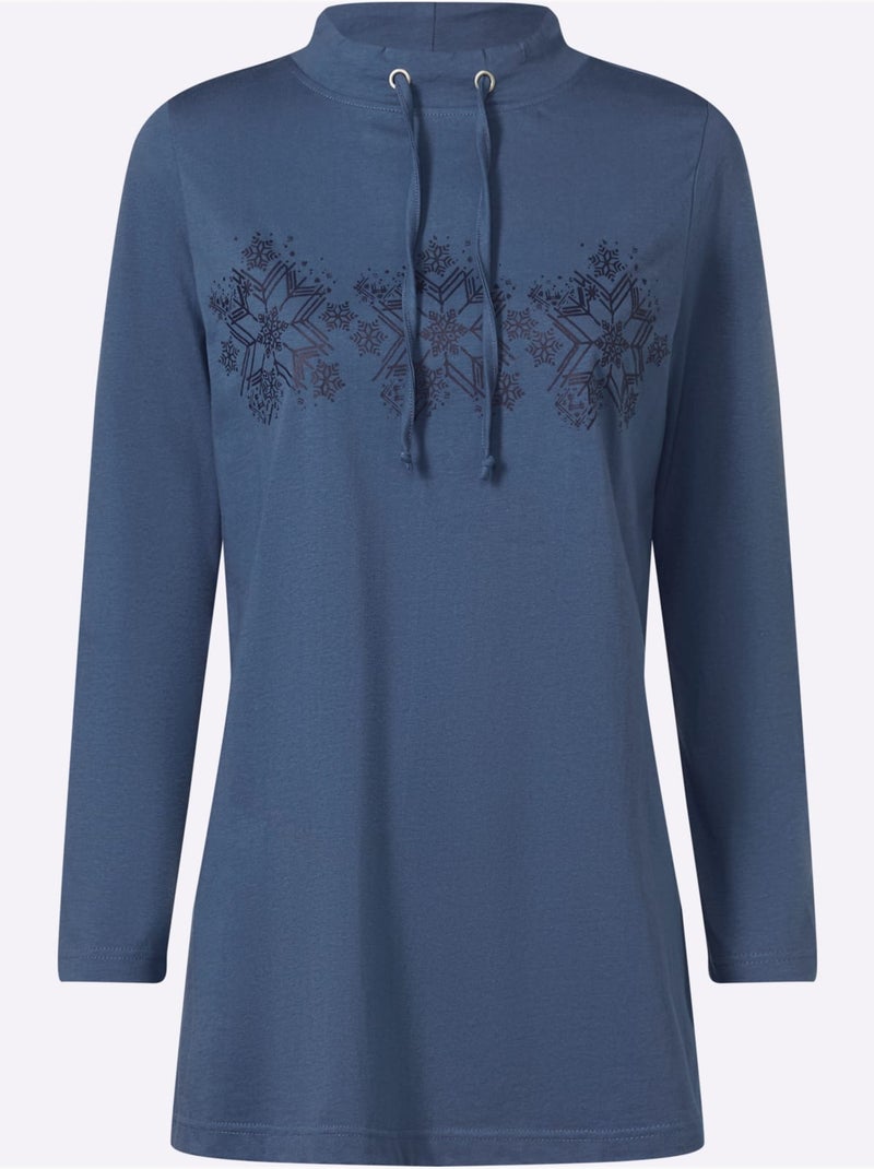 T-shirt long pur coton - taille standard - moda vilona Bleu Bleu - Kiabi