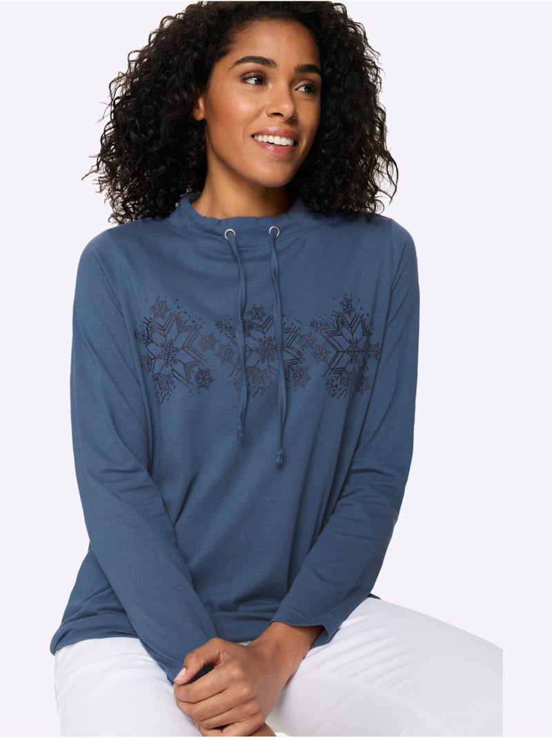 T-shirt long pur coton - taille standard - moda vilona Bleu Bleu - Kiabi