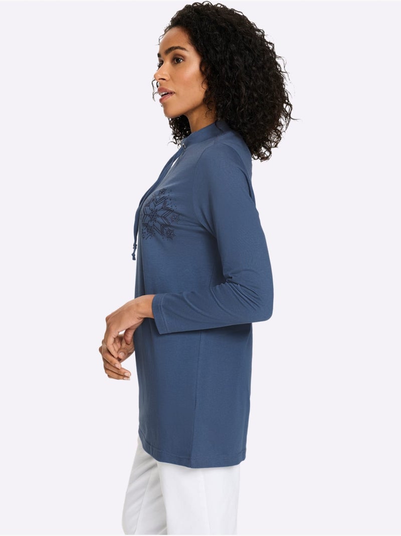 T-shirt long pur coton - taille standard - moda vilona Bleu Bleu - Kiabi