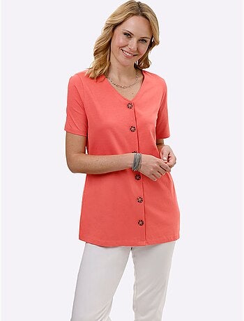 T-shirt Long Pur Coton - Taille Standard - Moda Vilona