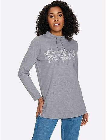 T-shirt long pur coton - taille standard - moda vilona