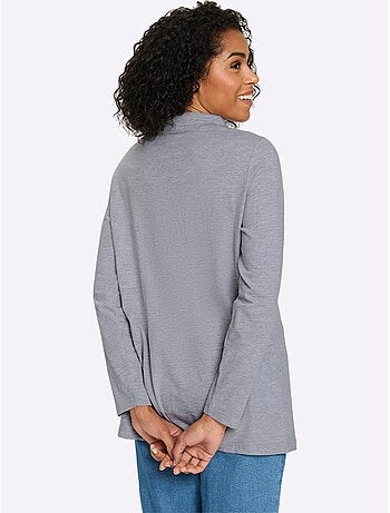 T-shirt long pur coton - taille standard - moda vilona