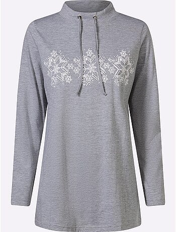 T-shirt long pur coton - taille standard - moda vilona