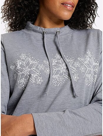 T-shirt long pur coton - taille standard - moda vilona